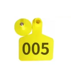 Ear tag sapi Sapi dengan tanda telinga kecil -- kuning dengan kata-kata -- 100 / paket