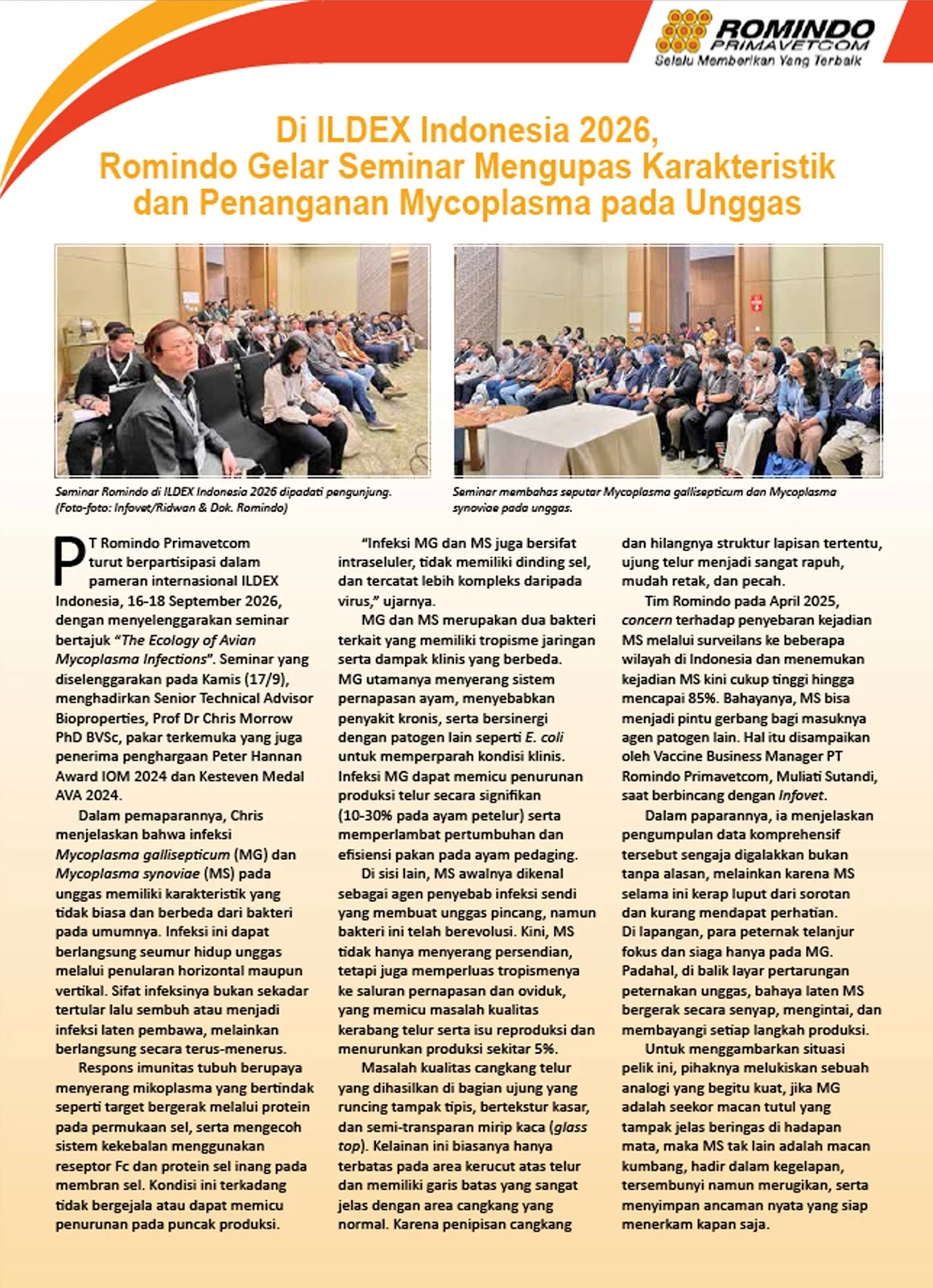 At ILDEX INDONESIA 2026, ROMINDO HOLDS A SEMINAR EXPLORING THE CHARACTERISTICS AND MANAGEMENT OF MYCOPLASMA IN POULTRY — Illustration 1