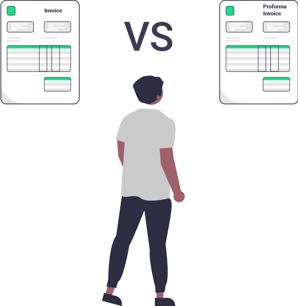 The difference between an invoice and a proforma invoice