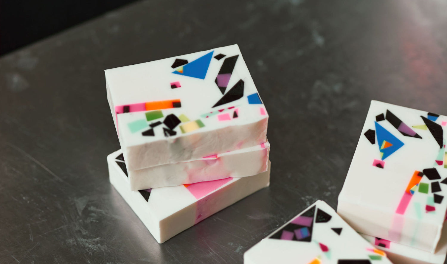 Close-up shot of Shopify Exclusives Shower Thoughts Soap, handcrafted by Wary Meyers.
