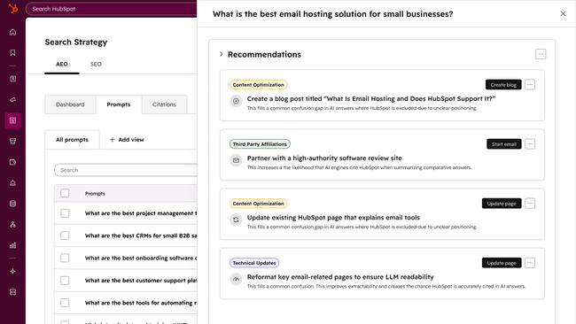 HubSpot AEO recommendations