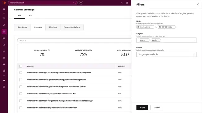 AEO for demand generation teams, HubSpot AEO prompt tracking
