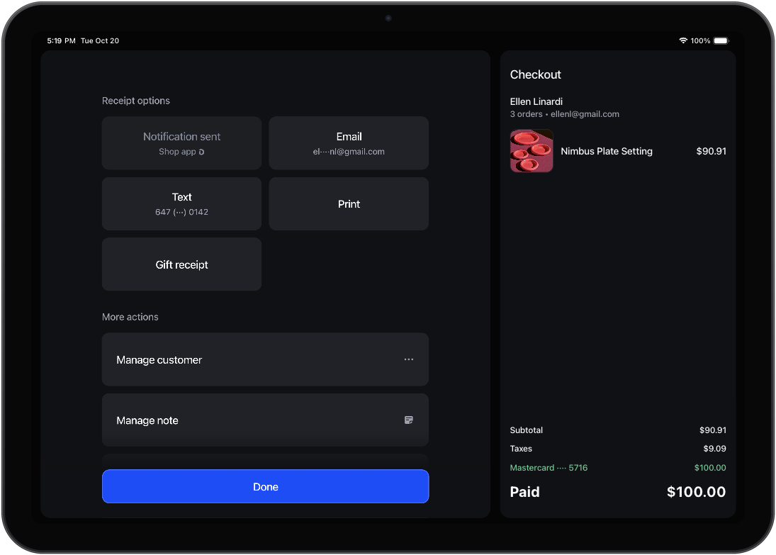 iPad with a POS checkout screen